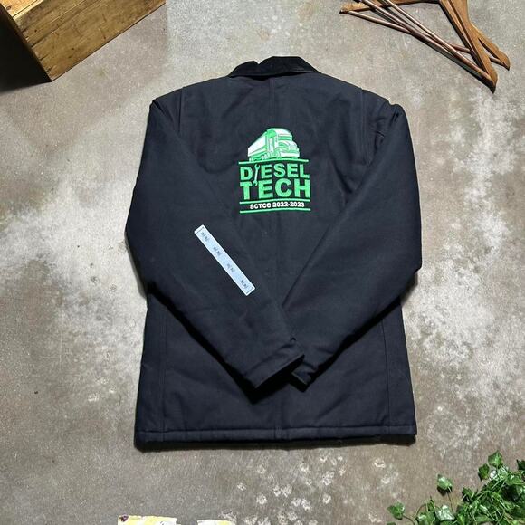 Carhartt Black Work Chore Jacket Mens Medium Tall Corduroy Collar Insulated Coat - Picture 4 of 6